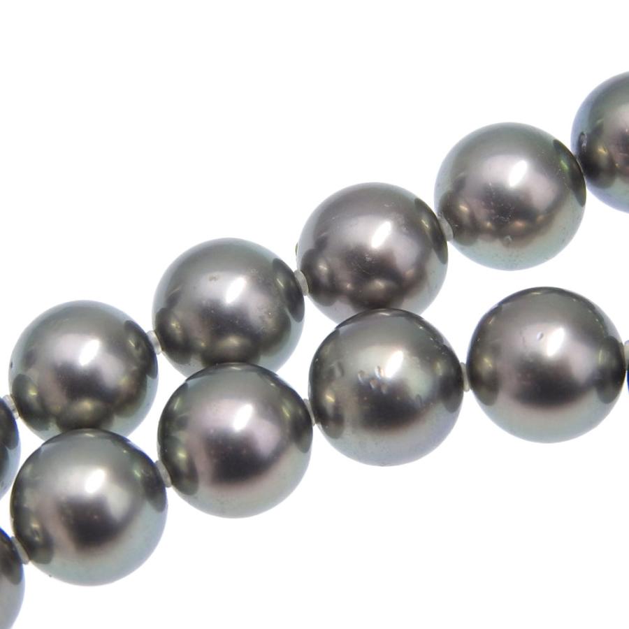 0.28 ネックレス10.0〜12.5mm K18WG×ブラックパール（黒蝶真珠 