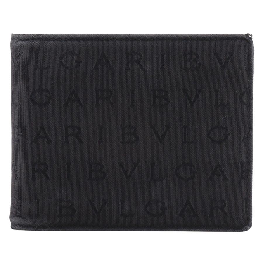 BVLGARI（ブルガリ） ロゴマニア 札入れ 二つ折り財布 キャンバス 黒 