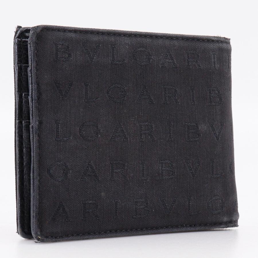 BVLGARI ブルガリ ロゴマニア コンパクトウォレット 二つ折財布 BVLGARI（ブルガリ） ロゴマニア 札入れ 二つ折り財布 キャンバス 黒