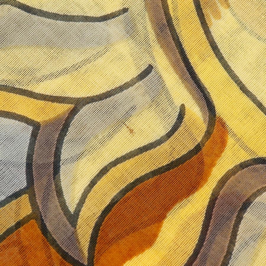 HERMES エルメス パレオ 太陽 コットン 黄 ストール レディース 【中古】 HERMES（エルメス） パレオ 太陽 ストール コットン 黄 レディース