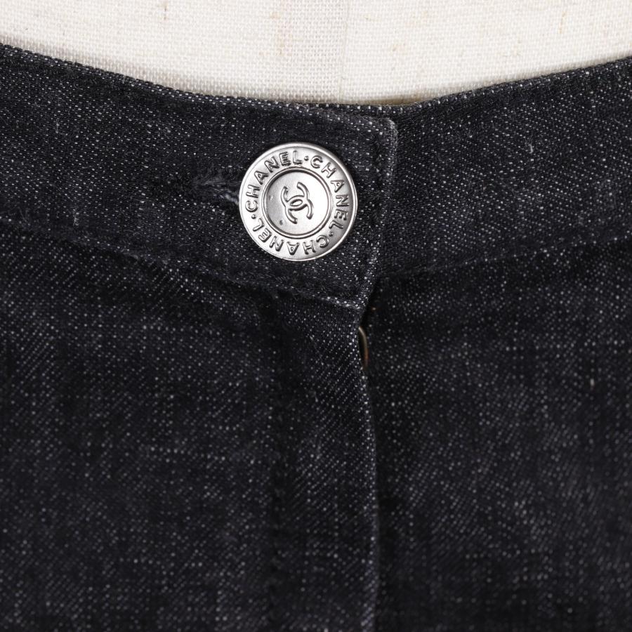 CHANEL シャネル ニット切り替え 03A P21735W03184 スカート デニム×ウール 黒 レディース【H141126318】中古の画像