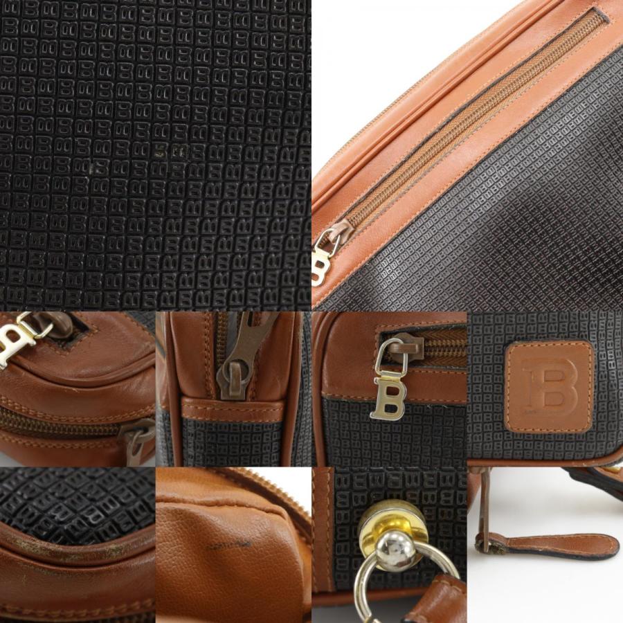 Bally（バリー） Bロゴ セカンドバッグ PVC×レザー 黒 メンズ 