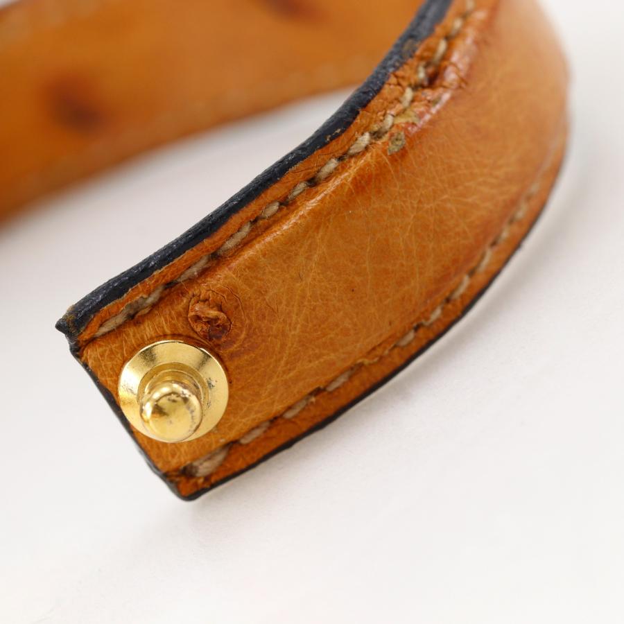 GUCCI ブレスレット　オーストリッチ　レザー　ベルト GUCCI（グッチ） ベルトモチーフ ブレスレット 金メッキ