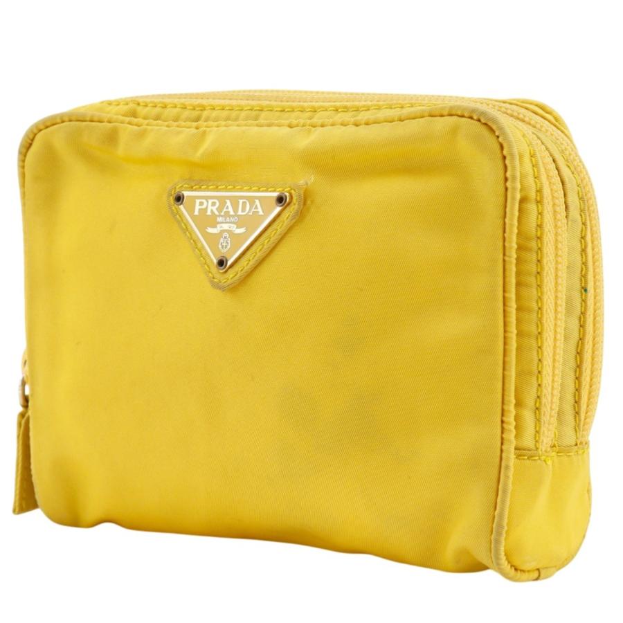 【美品】PRADA プラダ　ナイロンポーチ PRADA（プラダ） ポーチ ナイロン 黄 ユニセックス【H151626564】中古