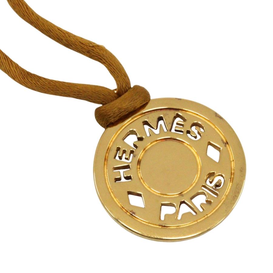 HERMES（エルメス） セリエ ネックレス 金メッキ×レザー 約10.7g ユニ