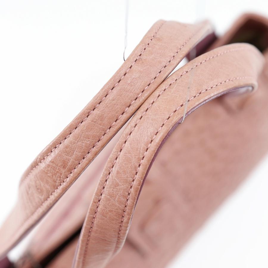 トートバッグ オーストリッチ ピンク レディース【H152324198】中古 