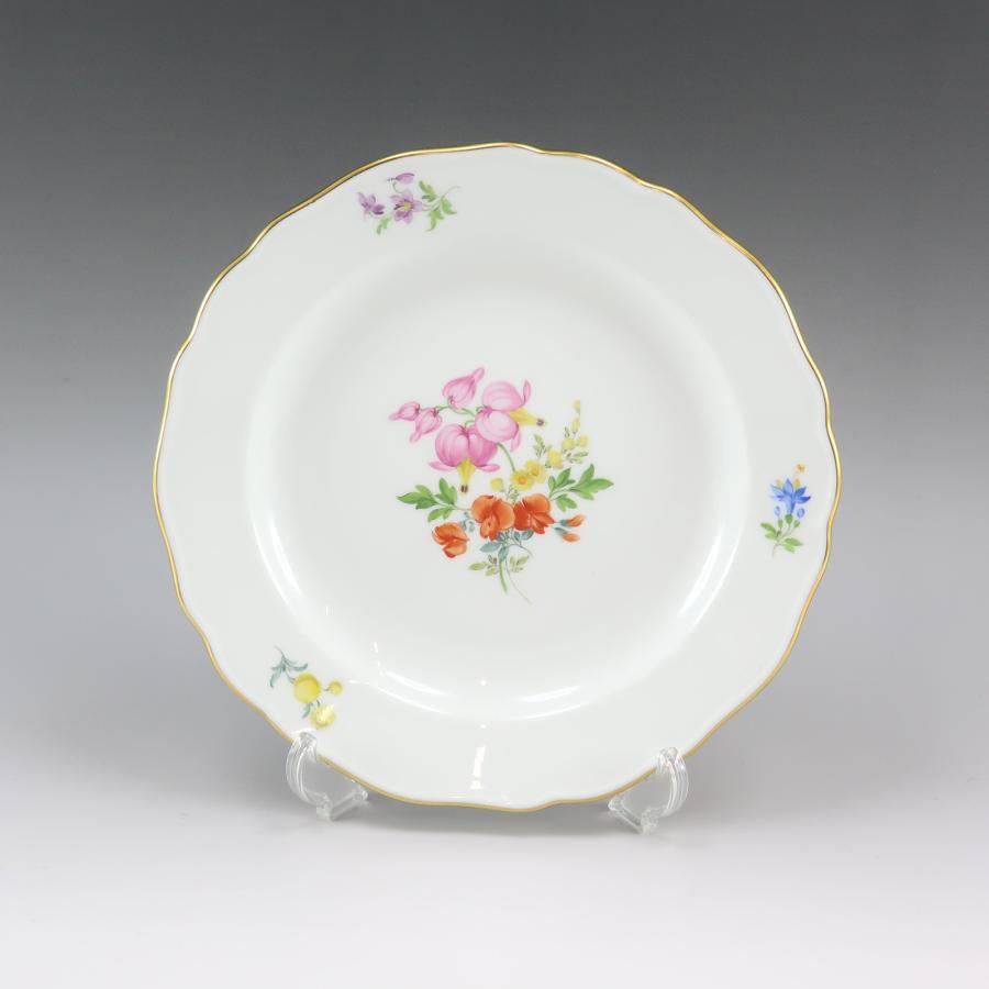 マイセン　三つ花　陶磁器皿 葉型 金縁付き マイセン Meissen ベーシックフラワー 三つ花 食器 060110/00501