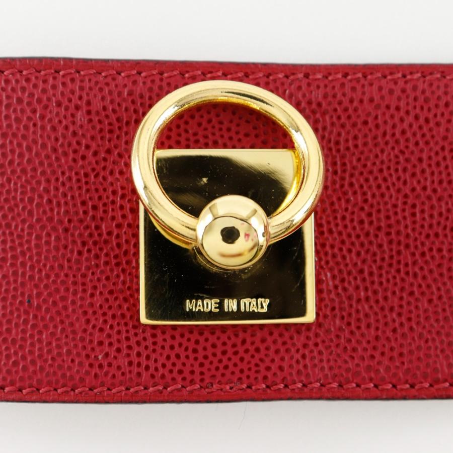 CELINE セリーヌ マンテル チェーン ベルト レザー 赤/ゴールド  