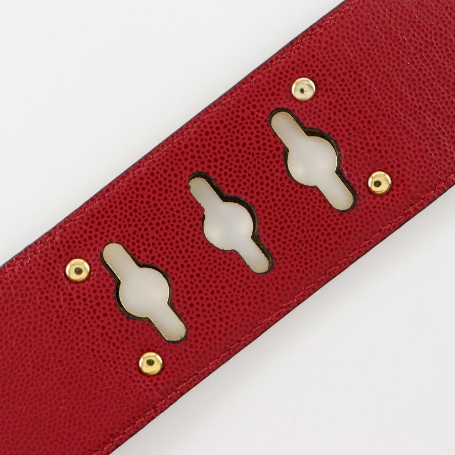 CELINE セリーヌ マンテル チェーン ベルト レザー 赤/ゴールド  