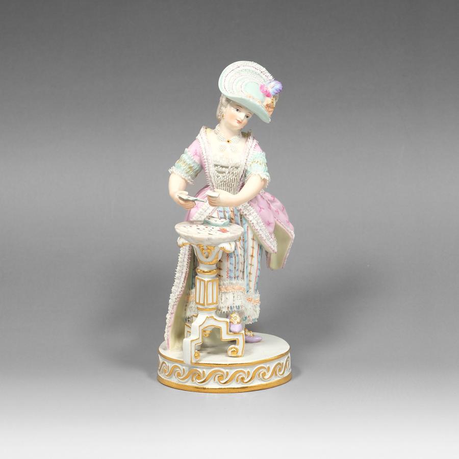 マイセン Meissen トランプする女性 カードプレイヤー 置物 オブジェ