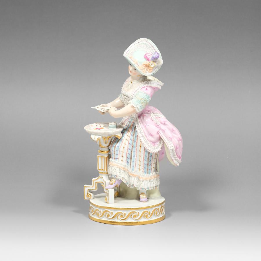 マイセン Meissen トランプする女性 カードプレイヤー 置物 オブジェ
