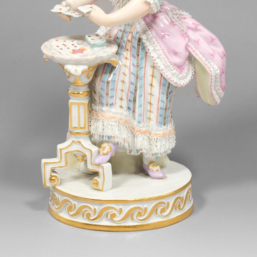 マイセン Meissen トランプする女性 カードプレイヤー 置物 オブジェ