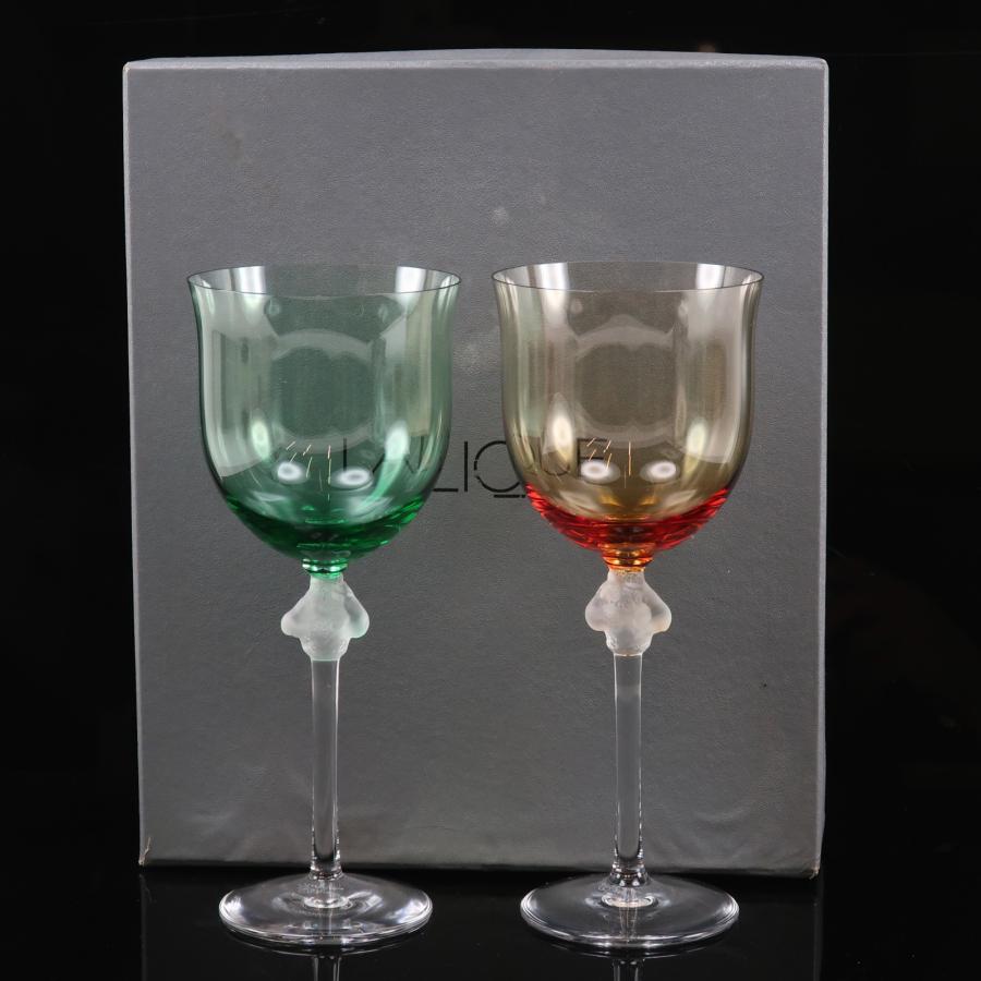 LALIQUE ラリック ロクサーヌ ワイングラス×2 食器【H182424025 LALIQUE ラリック ロクサーヌ ワイングラス×2 食器【H182424025