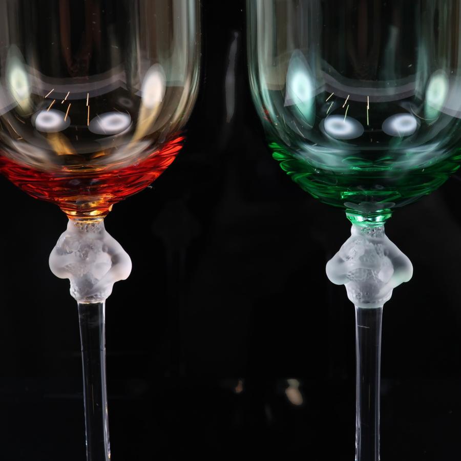LALIQUE ラリック ロクサーヌ ワイングラス×2 食器【H182424025 LALIQUE ラリック ロクサーヌ ワイングラス×2 食器【H182424025