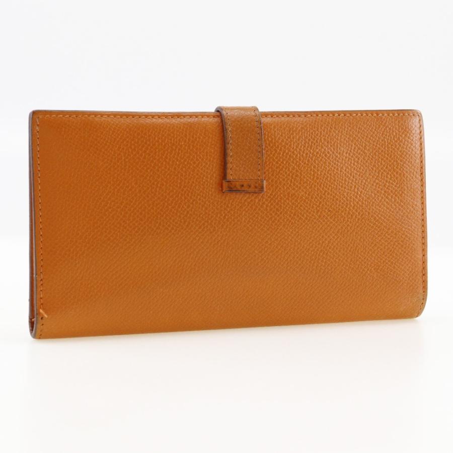HERMES エルメス ベアン □I 長財布 レザー オレンジ レディース 