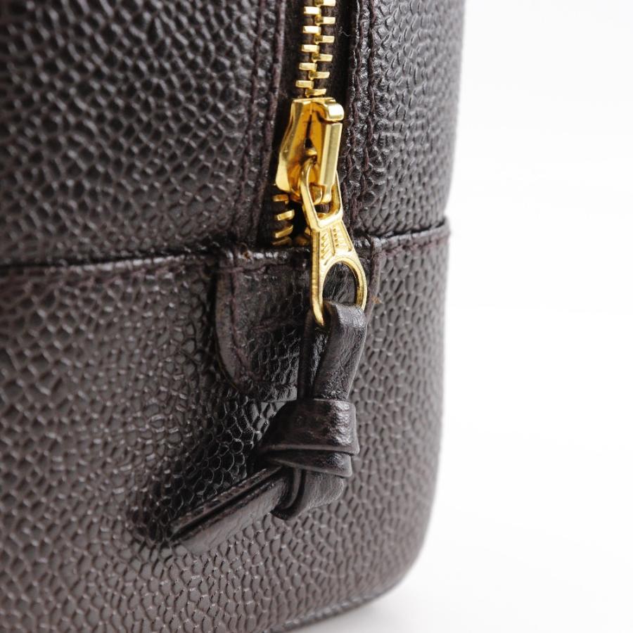 CHANEL シャネル ココマーク コスメポーチ A01996 ポーチ キャビアスキン 茶 レディース【H193024337】中古の画像
