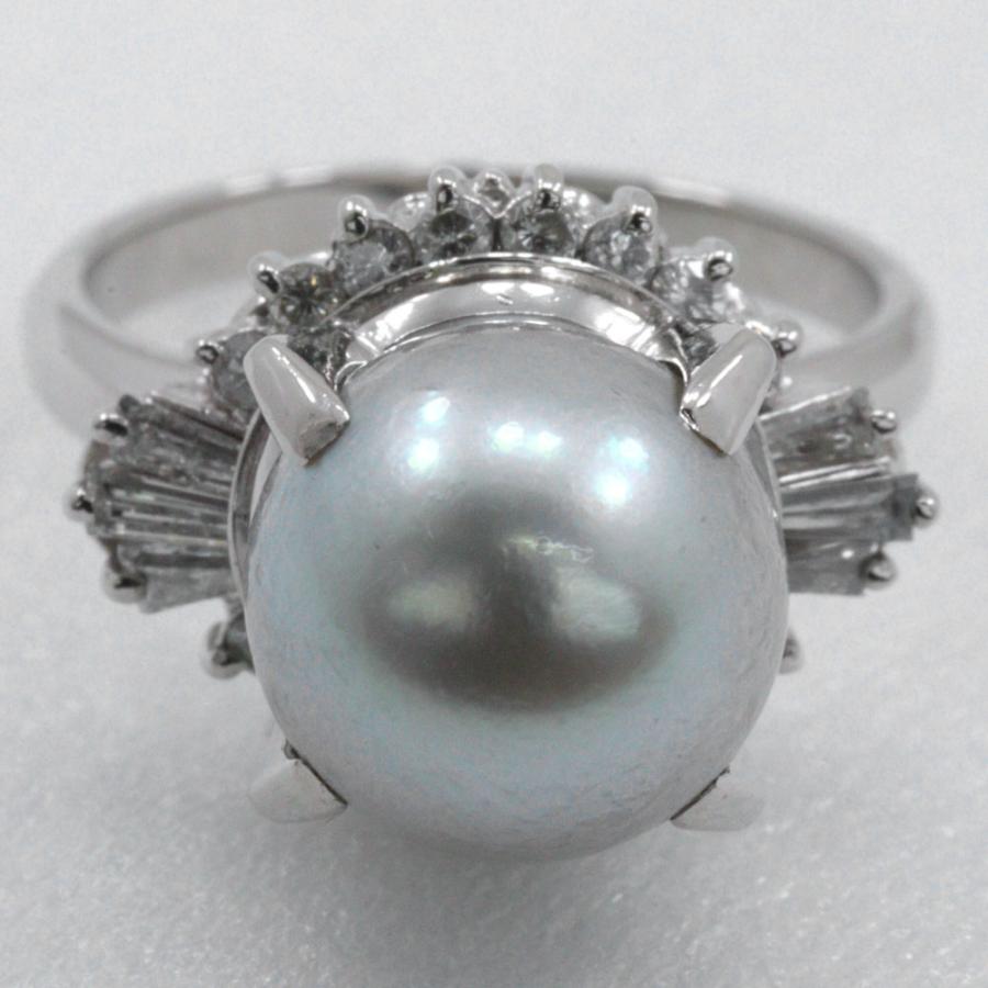 プラチナリング ダイヤモンド0.11カラット 　真珠　ケース付き プラチナリング ダイヤモンド0.11カラット 真珠 ケース付き