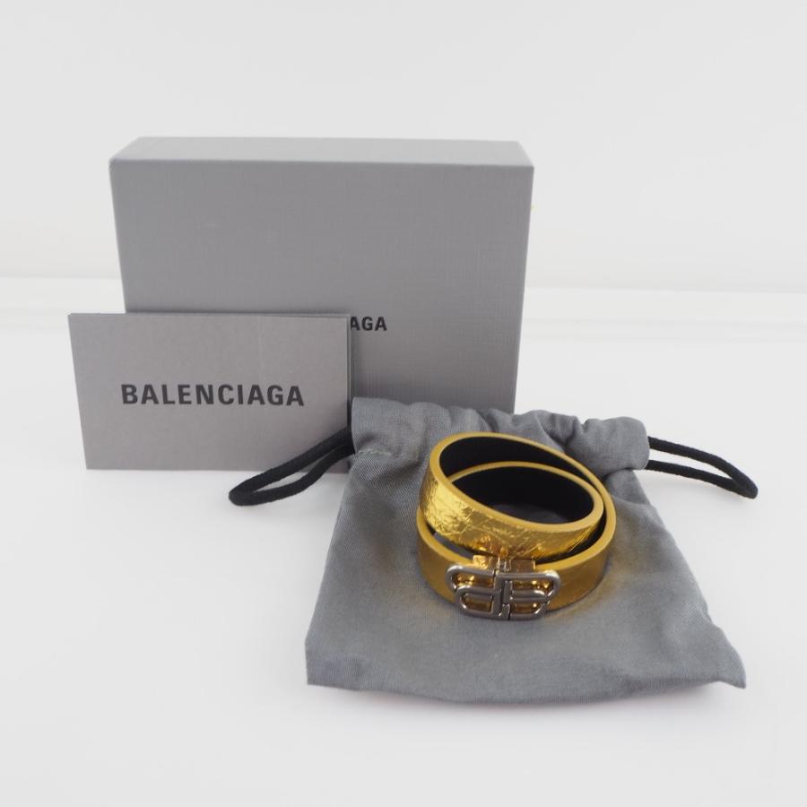 BALENCIAGA バレンシアガ BBロゴ 二連 ブレスレット レザー ゴールド