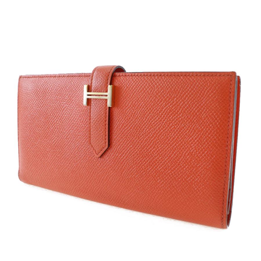 【HERMES】エルメス ベアンスフレ ヴォーエプソン オレンジ T レディース 長財布 HERMES（エルメス） ベアンスフレ T 長財布 ヴォーエプソン オレンジ