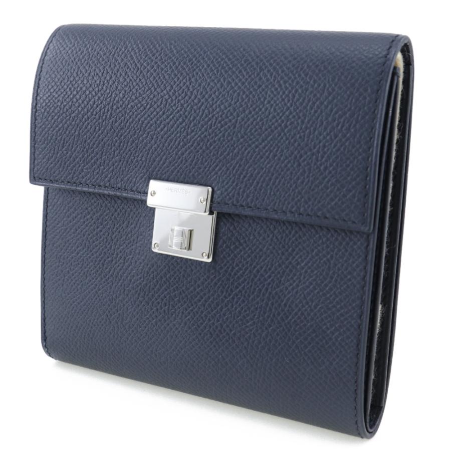 HERMES 二つ折り財布 ネイビー E7P0404 - 二つ折り財布