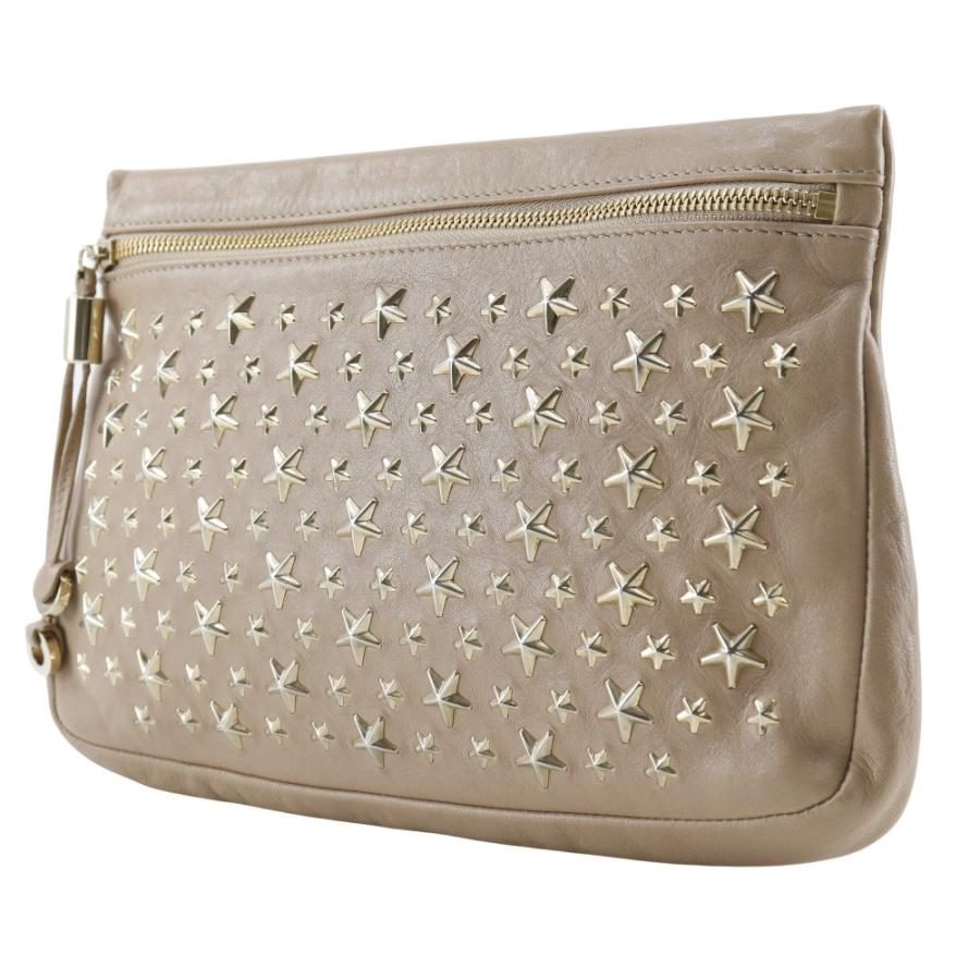 JIMMY CHOO（ジミーチュウ） スタースタッズ ポーチ レザー ベージュ 