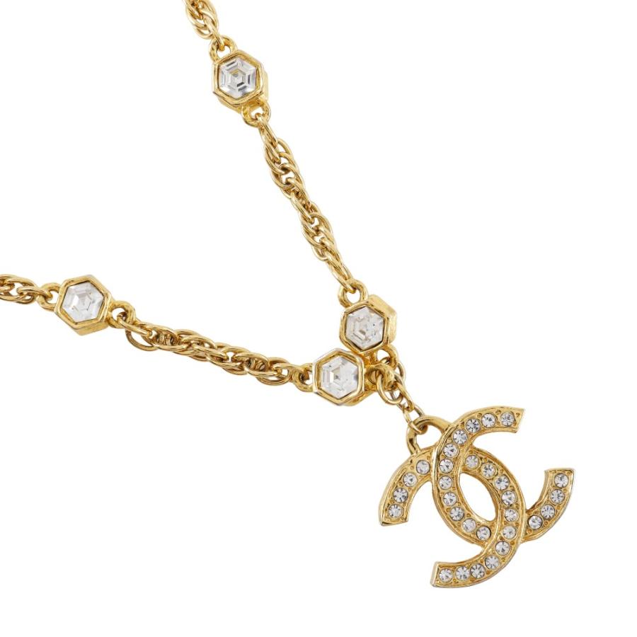 美品　シャネル　ロングネックレス　ココマーク　ラインストーン　ヴィンテージ CHANEL（シャネル） ココマーク ヴィンテージ ネックレス 金メッキ