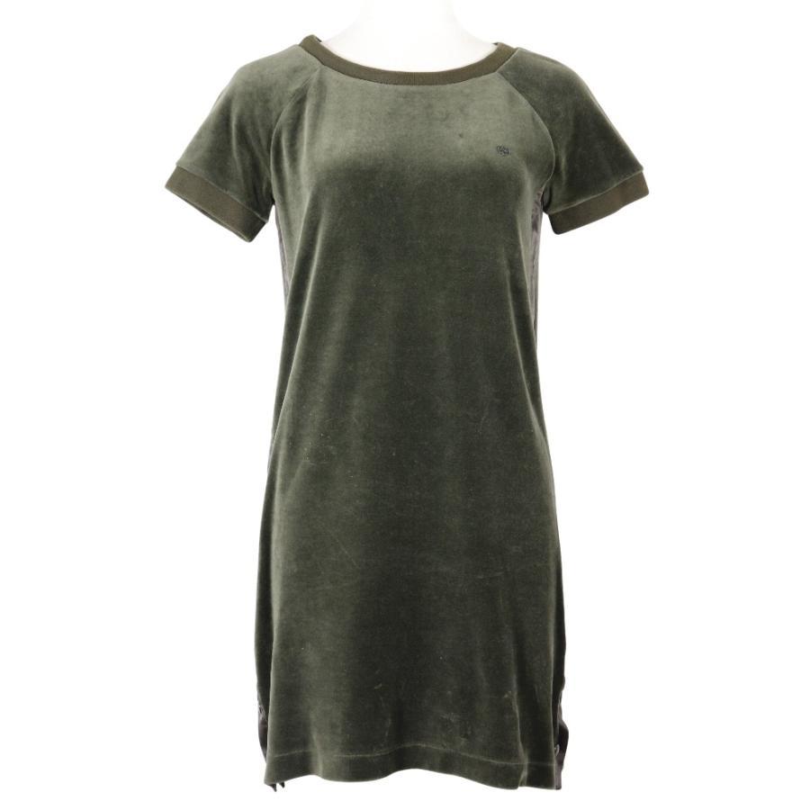 GUCCI グッチ サイドライン 324467 X5279 ベロア カーキ ワンピース レディース 【中古】 GUCCI（グッチ） サイドライン 324467 X5279 ワンピース ベロア カーキ