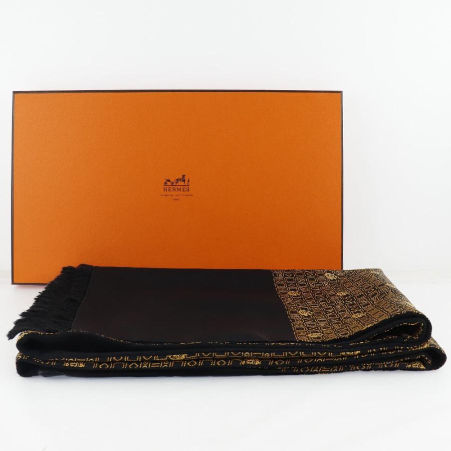 HERMES（エルメス） マフラー シルク×アンゴラ 黒 ユニセックス
