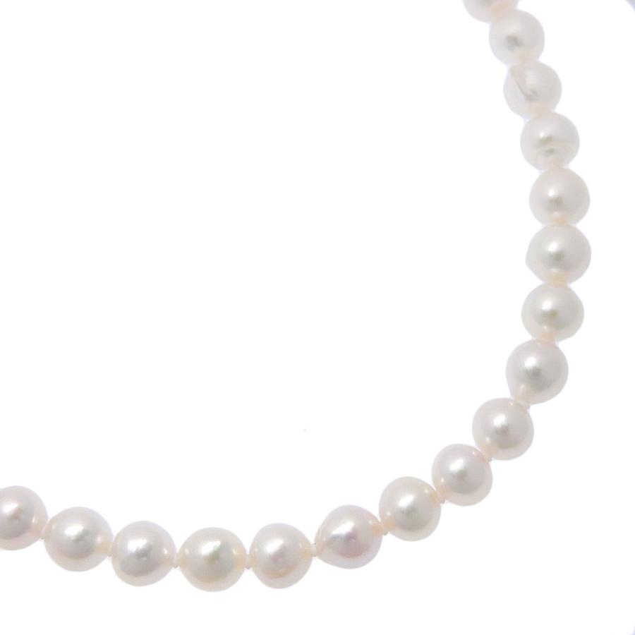 真珠 60cmロング ネックレス6.7〜7.3mm パール×シルバー 約45.2g  
