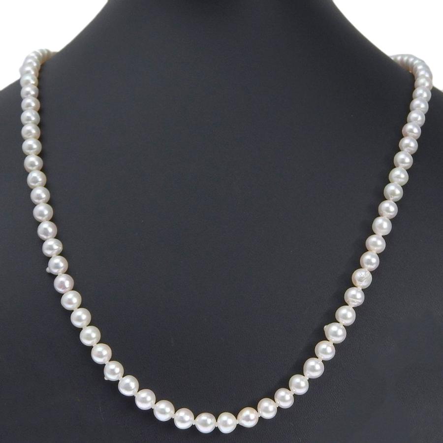真珠 60cmロング ネックレス6.7〜7.3mm パール×シルバー 約45.2g  