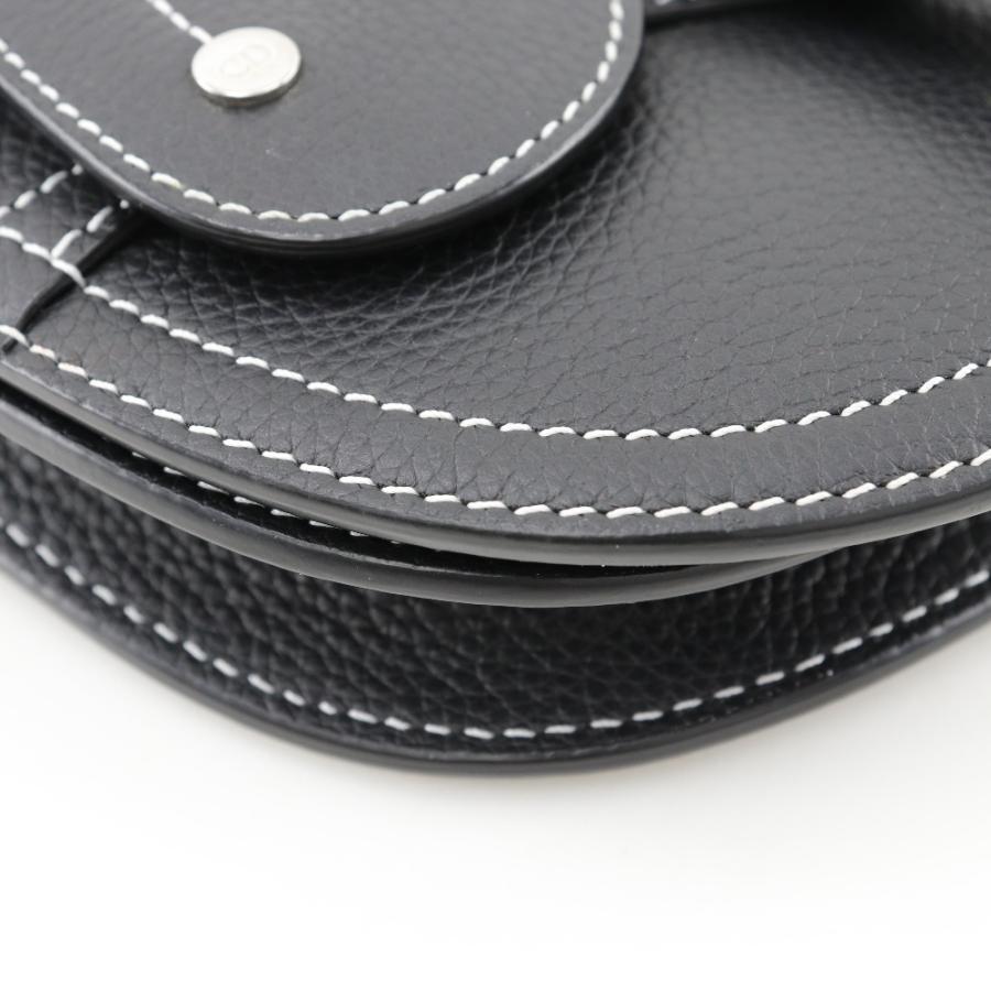 極美品 ディオール サドル ボディバッグ 黒 バックル レザー カーフ CHRISTIAN DIOR クリスチャンディオール サドル ボディバッグ カーフ