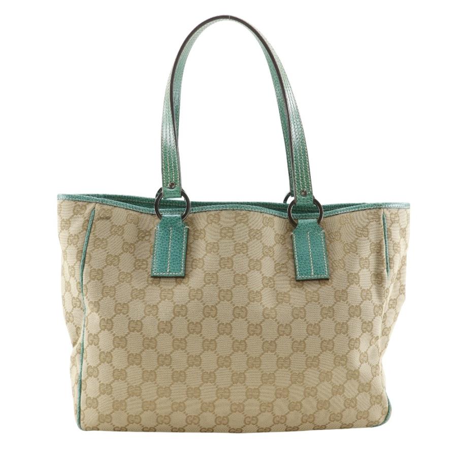 GUCCI（グッチ） 113017 トートバッグ GGキャンバス ベージュ/緑