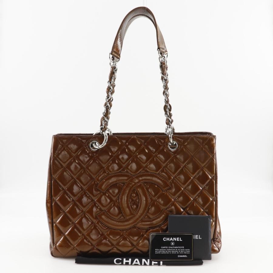 CHANEL シャネル グランドショッピングトート GST マトラッセ A50995 トートバッグ エナメル ブロンズ レディース【I111526008】中古の画像