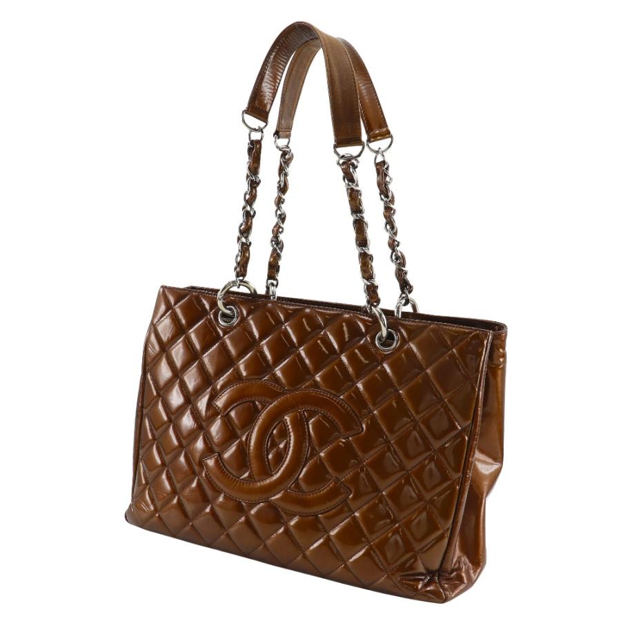 CHANEL シャネル グランドショッピングトート GST マトラッセ A50995 トートバッグ エナメル ブロンズ レディース【I111526008】中古の画像