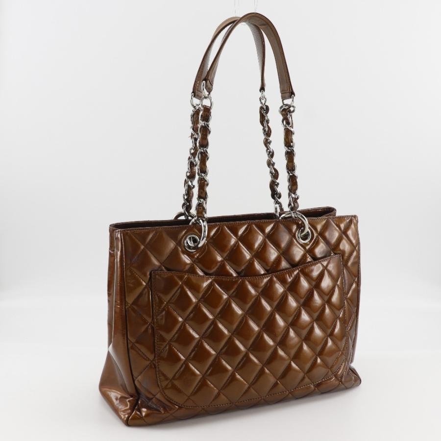 CHANEL シャネル グランドショッピングトート GST マトラッセ A50995 トートバッグ エナメル ブロンズ レディース【I111526008】中古の画像