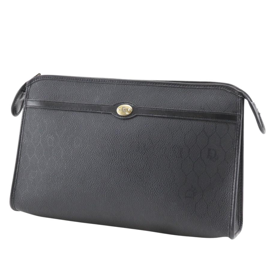 Dior クリスチャンディオール オールドディオール ハニカム柄 ヴィンテージ クラッチバッグ PVC 黒 レディース【I111526091】中古_1