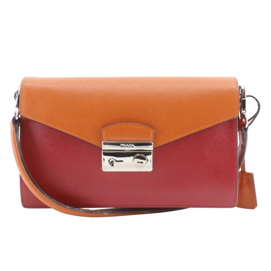 【PRADA】プラダ 2WAYクラッチ BN924K サフィアーノ 赤/オレンジ レディース ショルダーバッグ PRADA（プラダ） 2WAYクラッチ BN924K ショルダーバッグ サフィアーノ