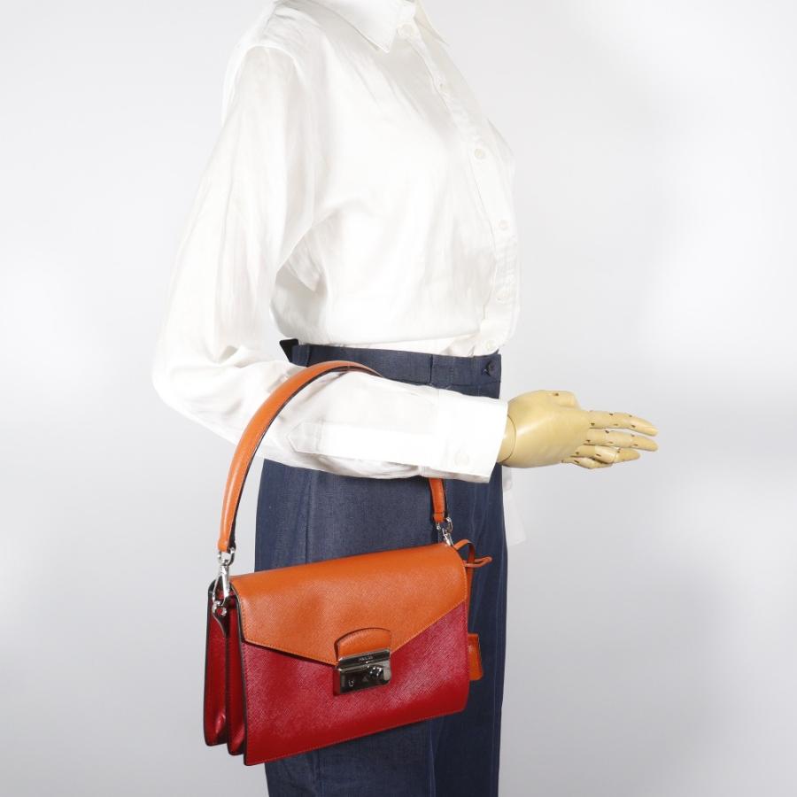 【PRADA】プラダ 2WAYクラッチ BN924K サフィアーノ 赤/オレンジ レディース ショルダーバッグ PRADA（プラダ） 2WAYクラッチ BN924K ショルダーバッグ サフィアーノ