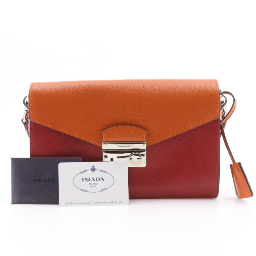 【PRADA】プラダ 2WAYクラッチ BN924K サフィアーノ 赤/オレンジ レディース ショルダーバッグ PRADA（プラダ） 2WAYクラッチ BN924K ショルダーバッグ サフィアーノ