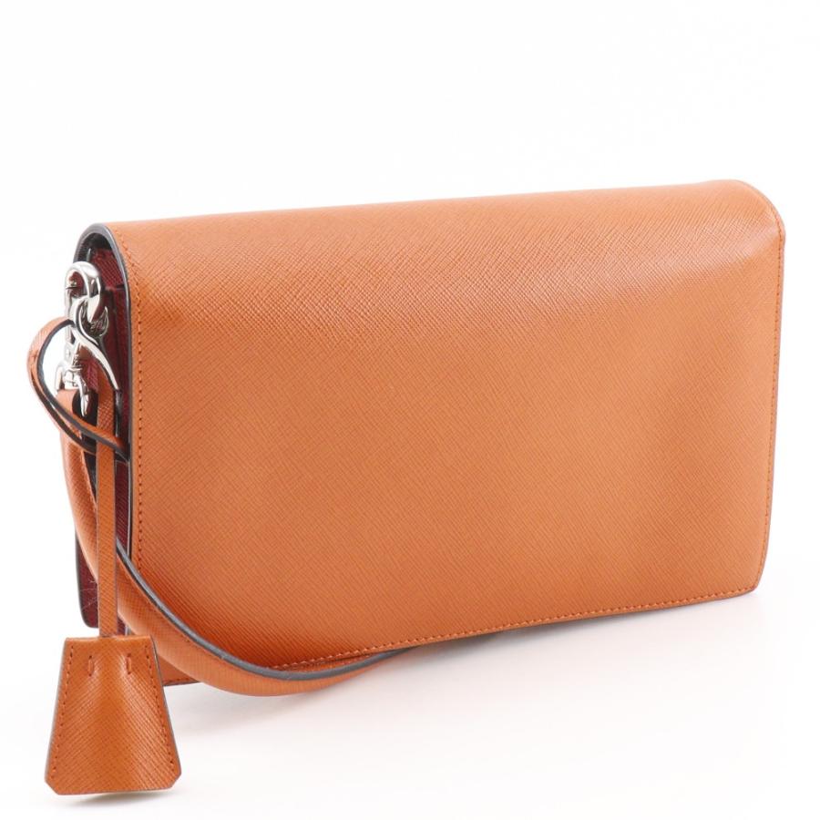 【PRADA】プラダ 2WAYクラッチ BN924K サフィアーノ 赤/オレンジ レディース ショルダーバッグ PRADA（プラダ） 2WAYクラッチ BN924K ショルダーバッグ サフィアーノ