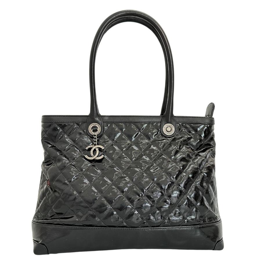 CHANEL シャネル マトラッセ カンボン トートバッグ パテントレザー 黒 