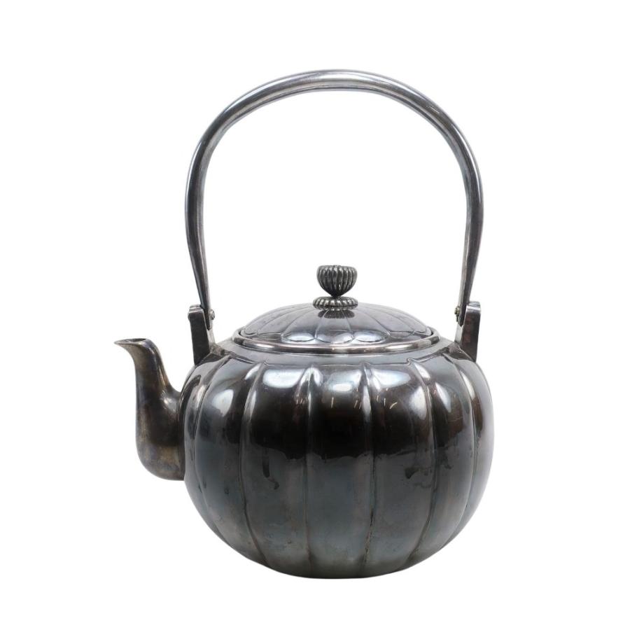 純銀製 菊形 湯沸 純銀刻印 銀瓶 純銀 _ 骨董品 純銀製 菊形 湯沸 純銀刻印 銀瓶 骨董品 純銀 【I111926003】 : 質