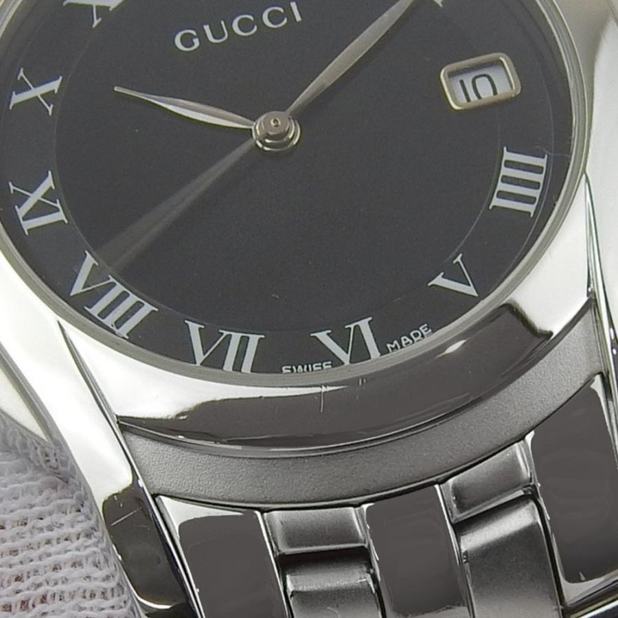 【美品】GUCCI グッチ腕時計 5500M 金属ベルト 黒文字盤 メンズ腕時計 GUCCI（グッチ） 5500M 腕時計 SS クオーツ アナログ表示 ボーイズ