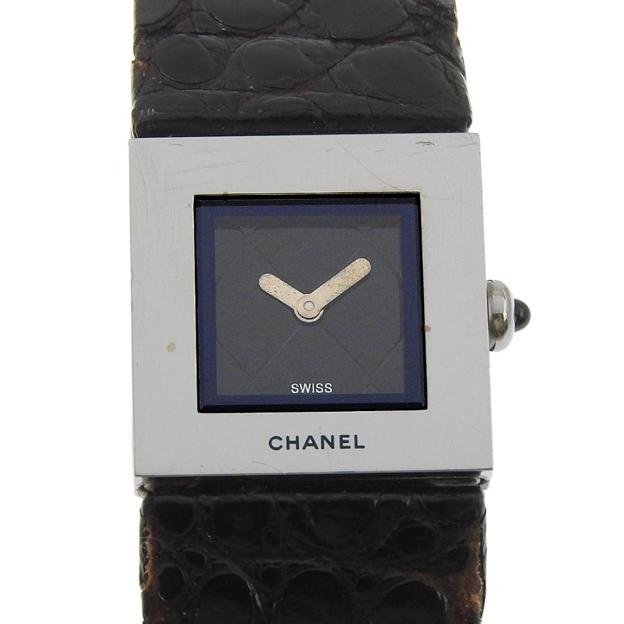 CHANEL（シャネル） マトラッセ 腕時計 SS×クロコダイル ブラック 