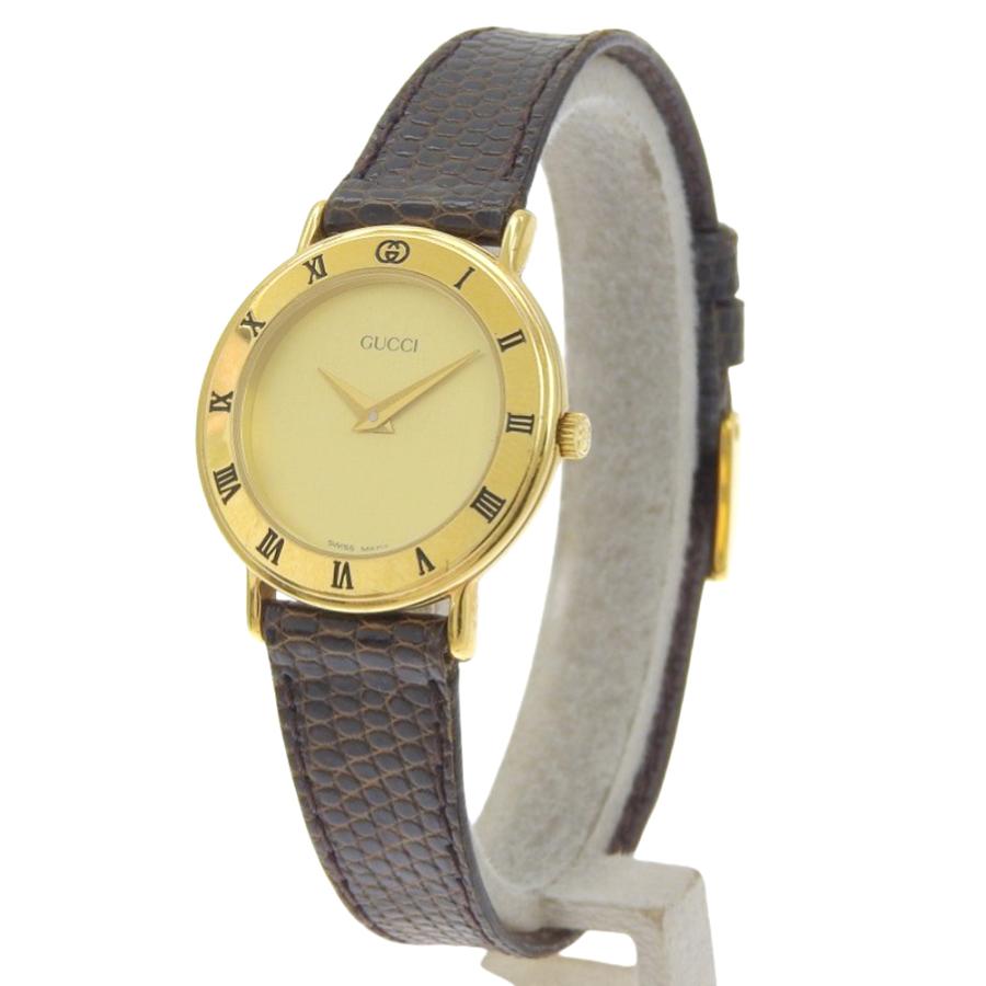 【GUCCI】グッチ 3000.2.L 金メッキ×リザード クオーツ アナログ表示 レディース ゴールド文字盤 腕時計 GUCCI（グッチ） 3000.2.L 腕時計 金メッキ×リザード クオーツ
