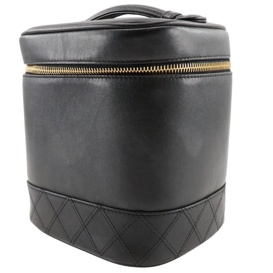 CHANEL シャネル バニティ ハンドバッグ ヴィンテージ ポーチ ラムスキン 黒 レディース【I120725005】中古