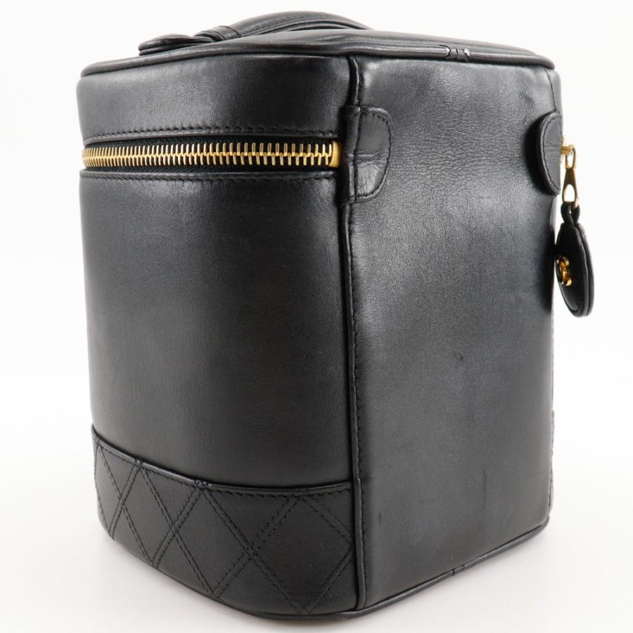 CHANEL シャネル バニティ ハンドバッグ ヴィンテージ ポーチ ラムスキン 黒 レディース【I120725005】中古
