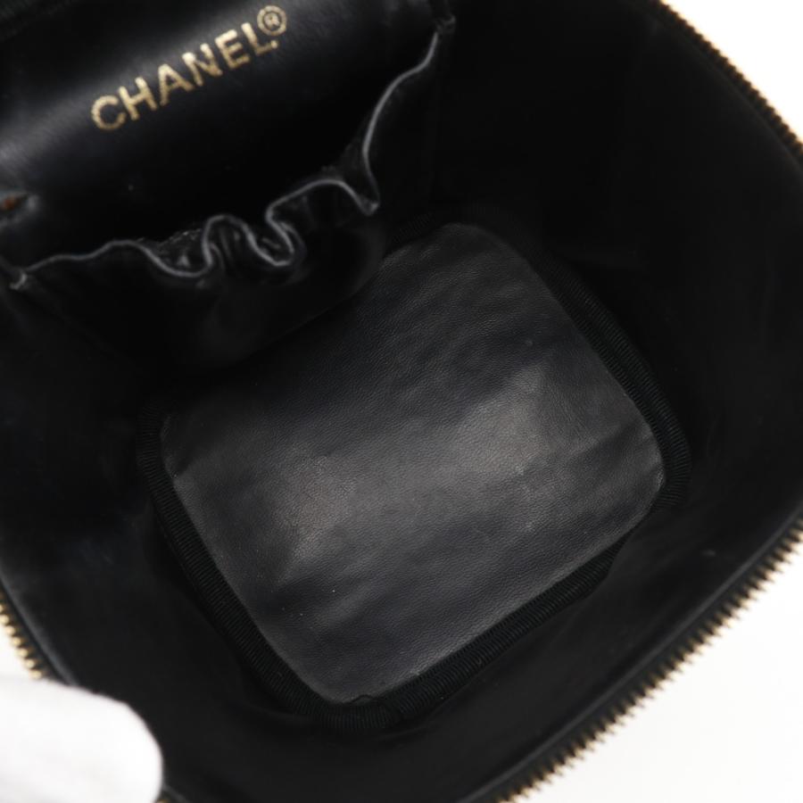 CHANEL シャネル バニティ ハンドバッグ ヴィンテージ ポーチ ラムスキン 黒 レディース【I120725005】中古