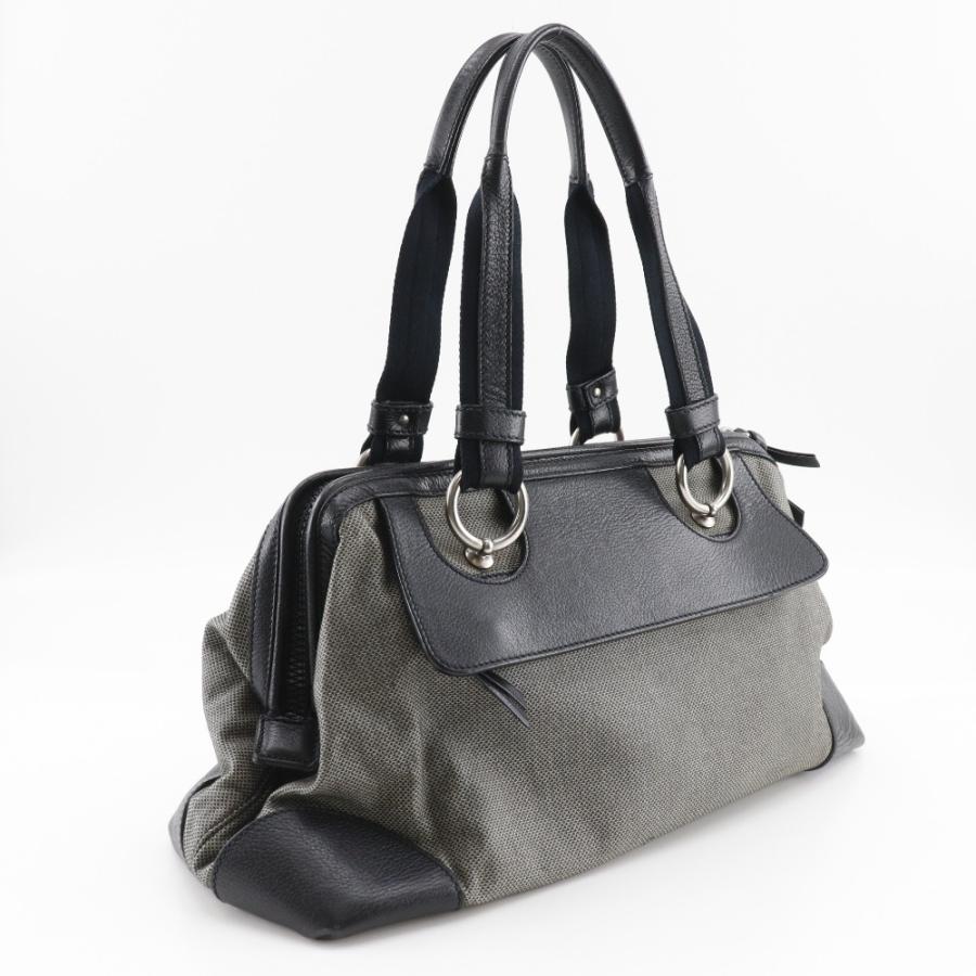 BOTTEGA VENETA ボッテガ　トートバッグ グレー ブラック BOTTEGAVENETA ボッテガヴェネタ トートバッグ キャンバス×レザー