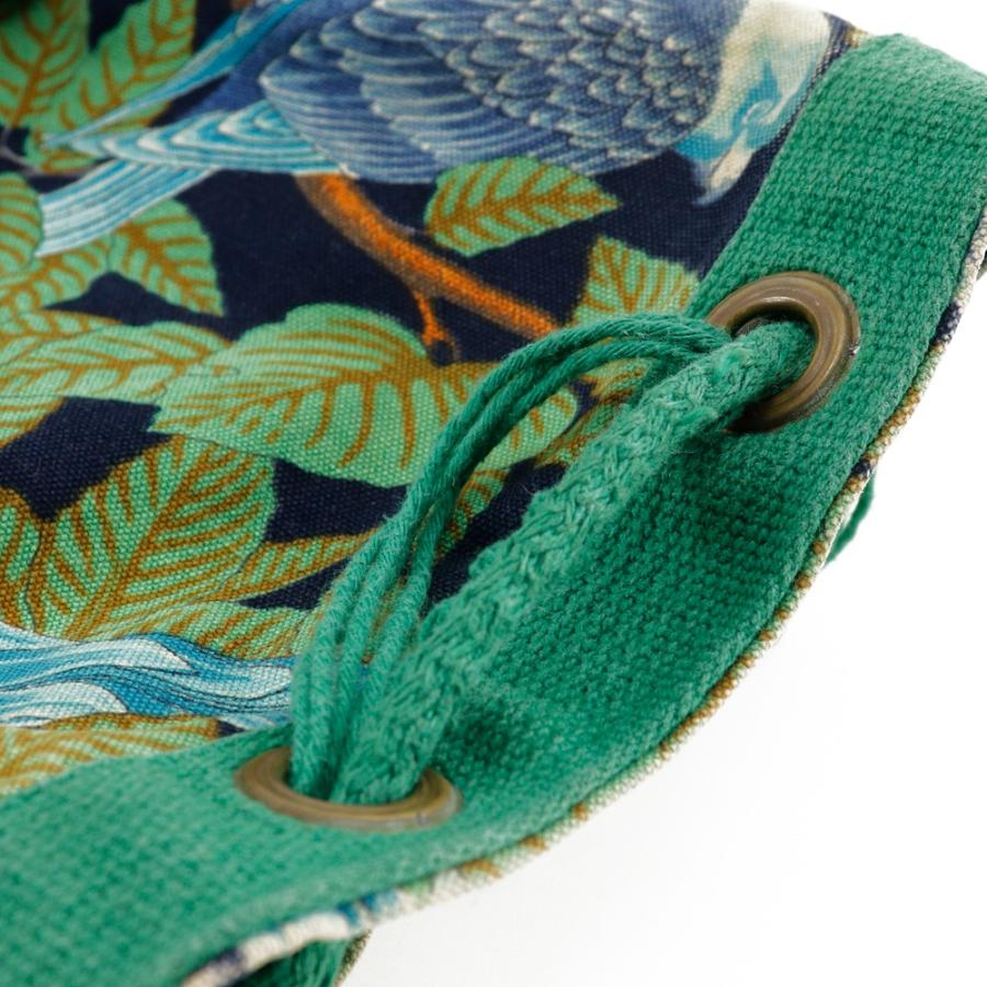 【HERMES】エルメス ワンショルダー ボタニカル柄　鳥柄 ヴィンテージ コットン 緑 レディース ショルダーバッグ HERMES（エルメス） ワンショルダー ボタニカル柄 鳥柄 ヴィンテージ